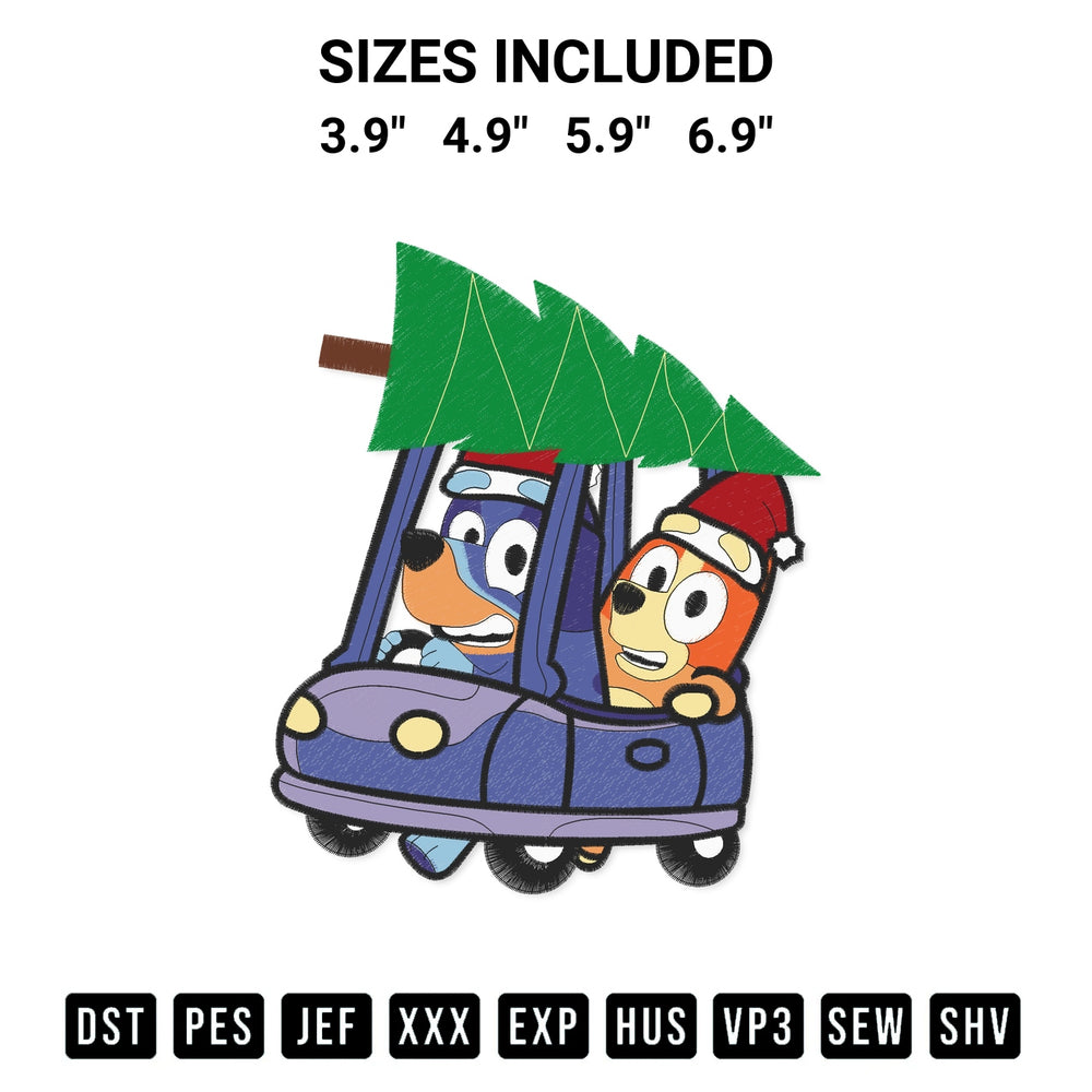 Transform your fabrics with the Bluey And Bingo Christmas Truck Embroidery Design embroidery design. Instant access to premium digitized patterns at Designspacks.com. Available sizes: 3.9", 4.9", 5.9", 6.9".