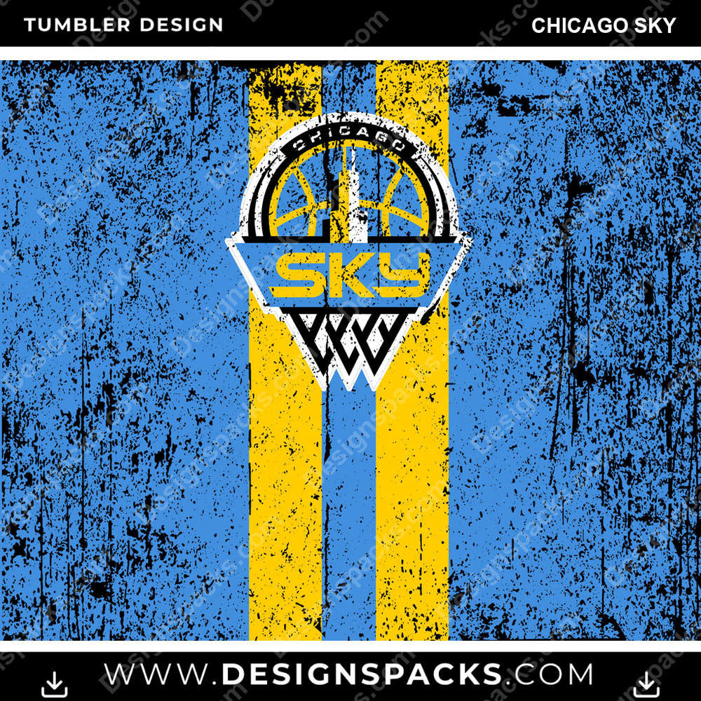 Basketball Grunge Style Chicago Sky Tumbler Digital Wrap Design