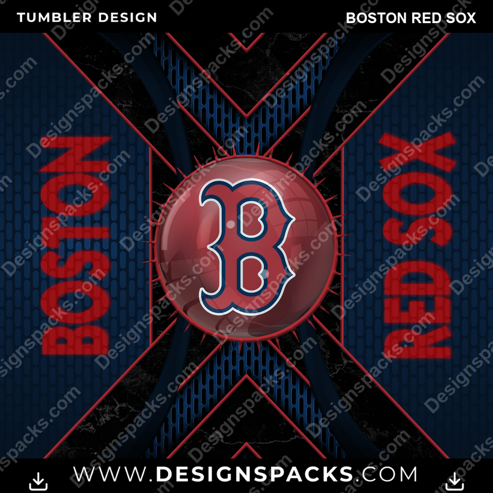 Baseball Metal Grating Boston Red Sox Tumbler Digital Wrap Design