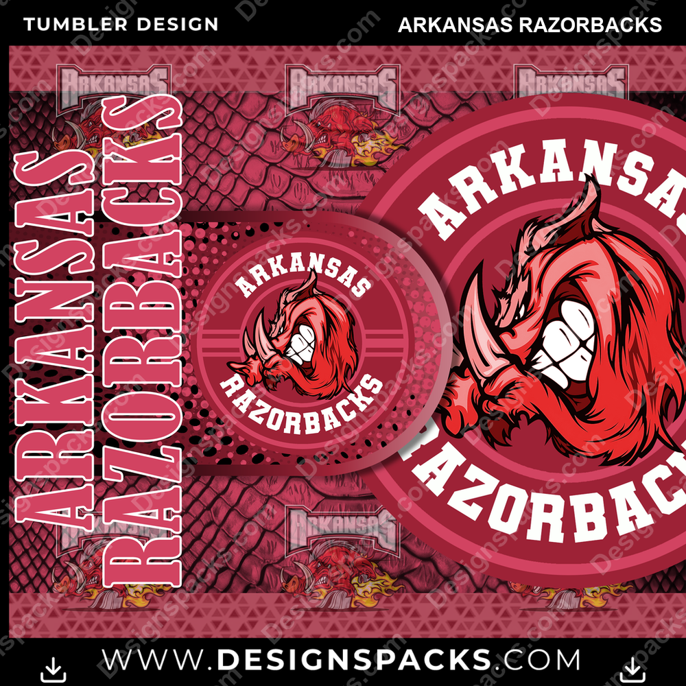 College Sport Hyper Arkansas Razorbacks Tumbler Digital Wrap Design