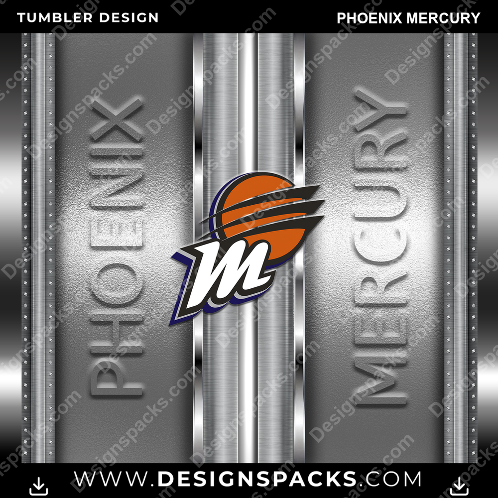 Basketball Metallic Phoenix Mercury Tumbler Digital Wrap Design