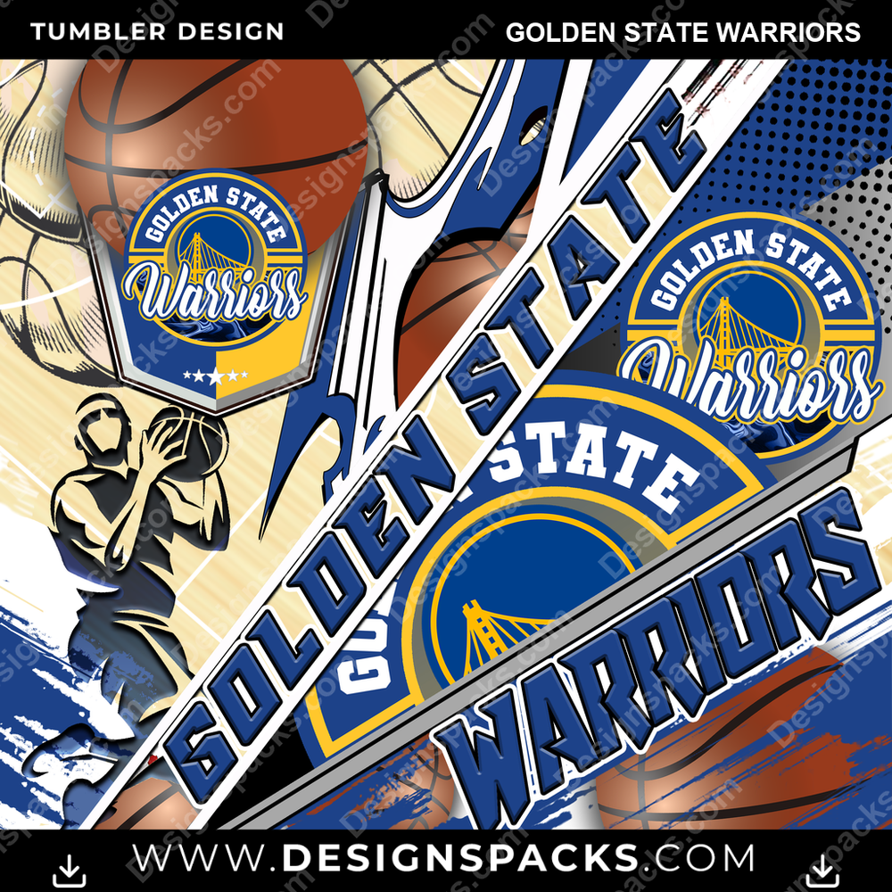 Basketball Silhouette Golden State Warriors Tumbler Digital Wrap Design