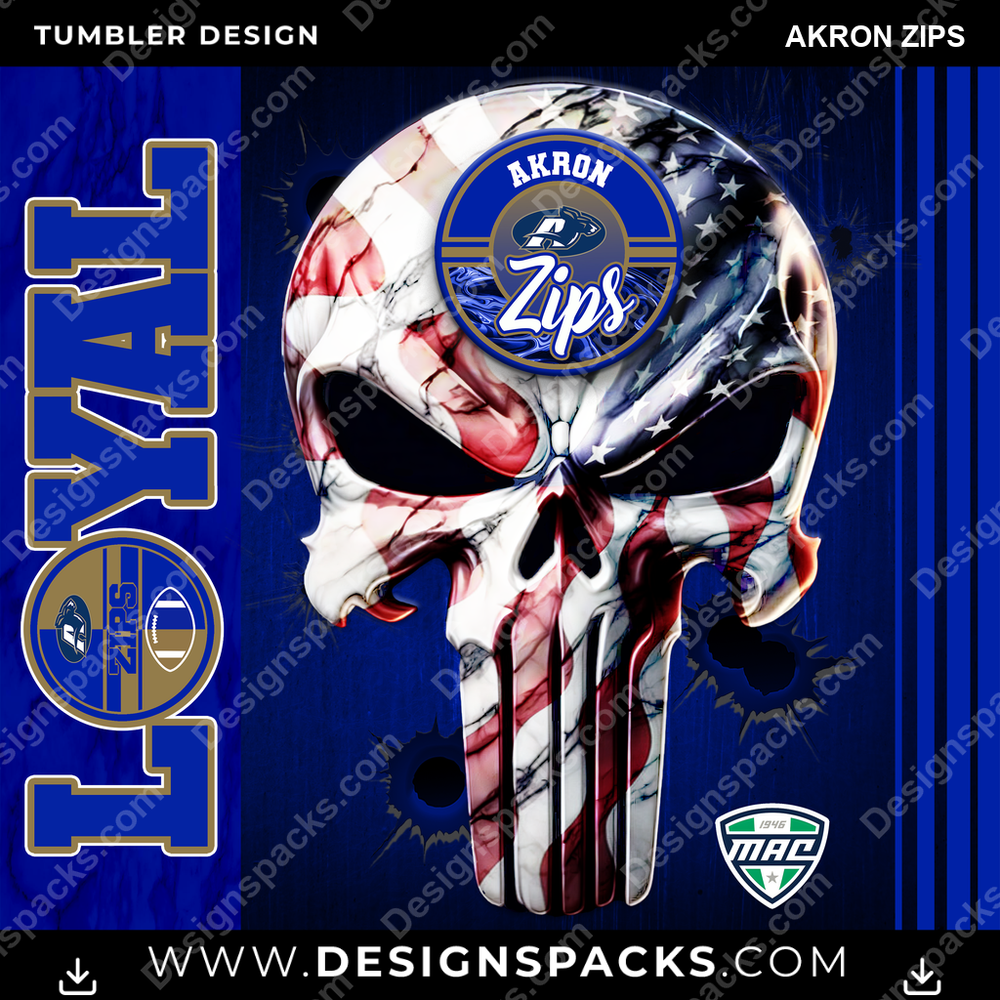 College Sport Loyal Akron Zips Tumbler Digital Wrap Design