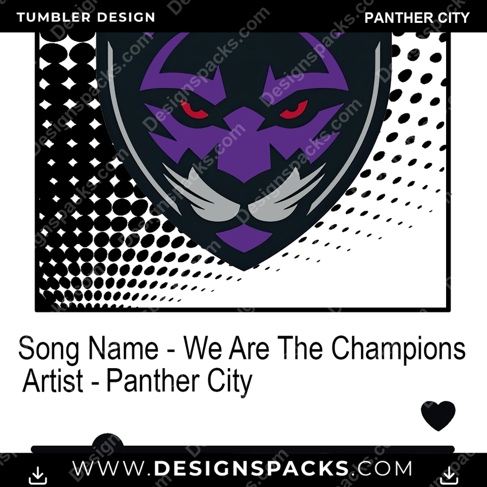 Lacrosse Playlist Panther City Tumbler Digital Wrap Design