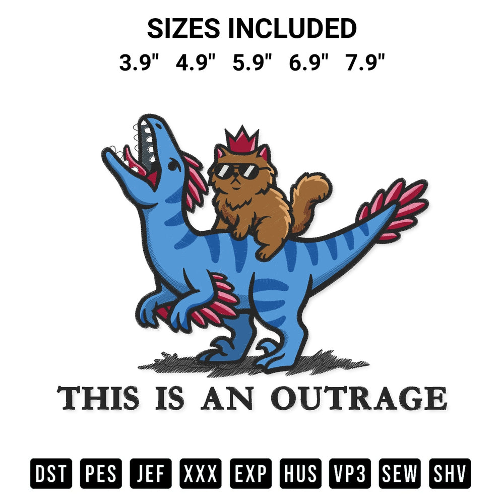 Add a unique touch to your apparel with the Princess Donut And Mongo This Is An Outrage Embroidery Design embroidery file. Premium instant download available now on Designspacks.com. Available sizes: 3.9", 4.9", 5.9", 6.9", 7.9".