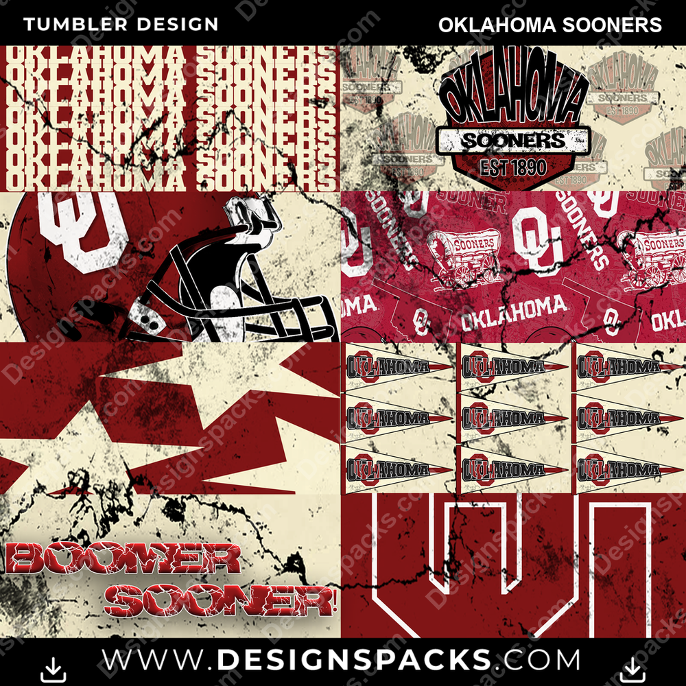 College Sport Distressed BG Oklahoma Sooners NCAA College Sport Tumbler Digital Wrap Design Download