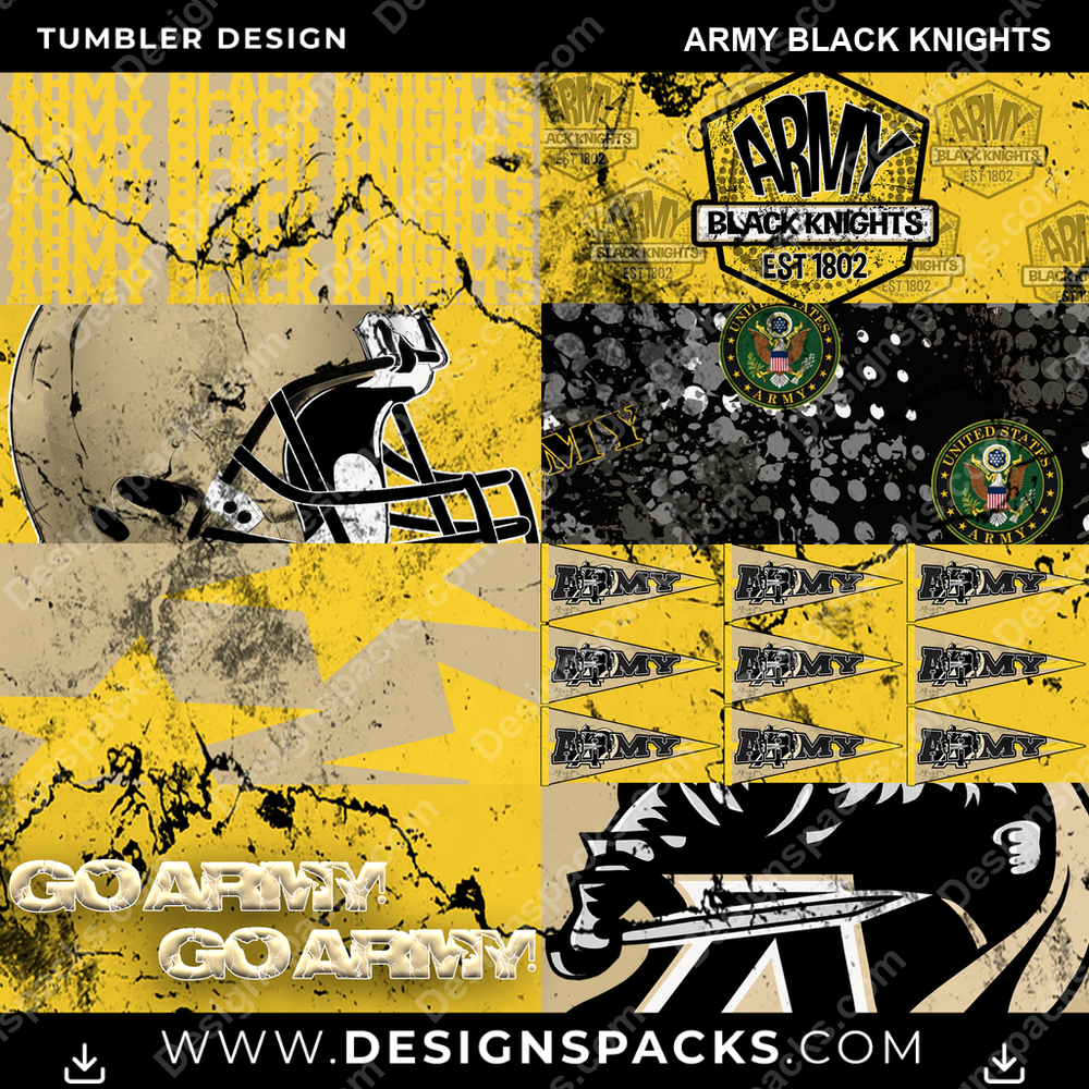 College Sport Distressed BG Army Black Knights NCAA College Sport Tumbler Digital Wrap Design Download