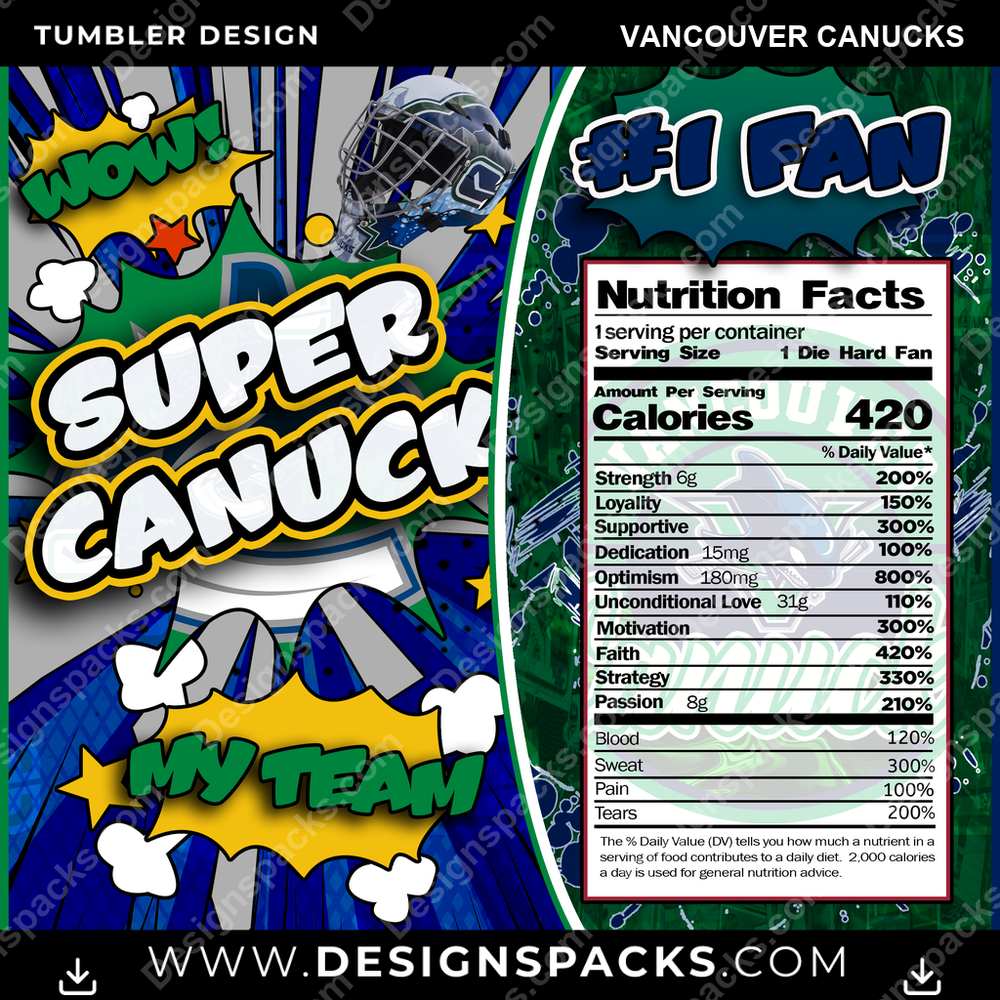 Hockey Super Team Vancouver Canucks Tumbler Digital Wrap Design
