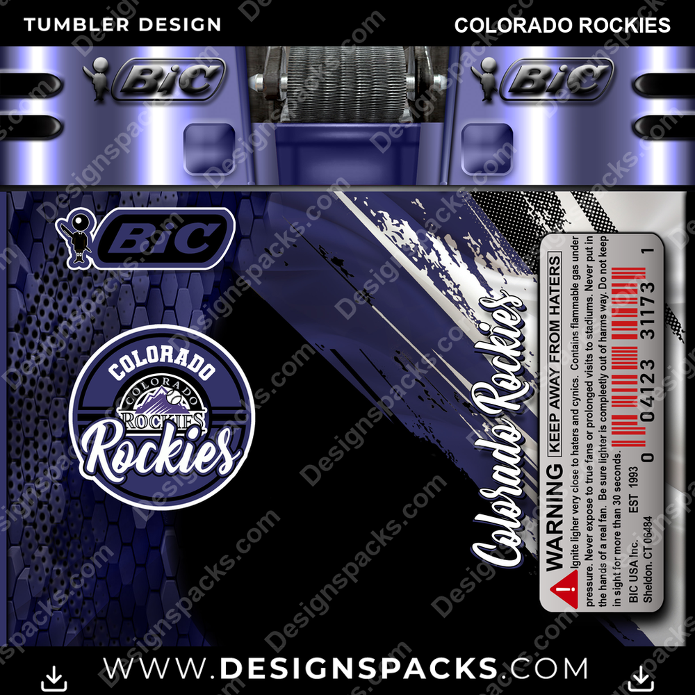 Baseball BIC Feuerzeug Colorado Rockies Tumbler Digital Wrap Design