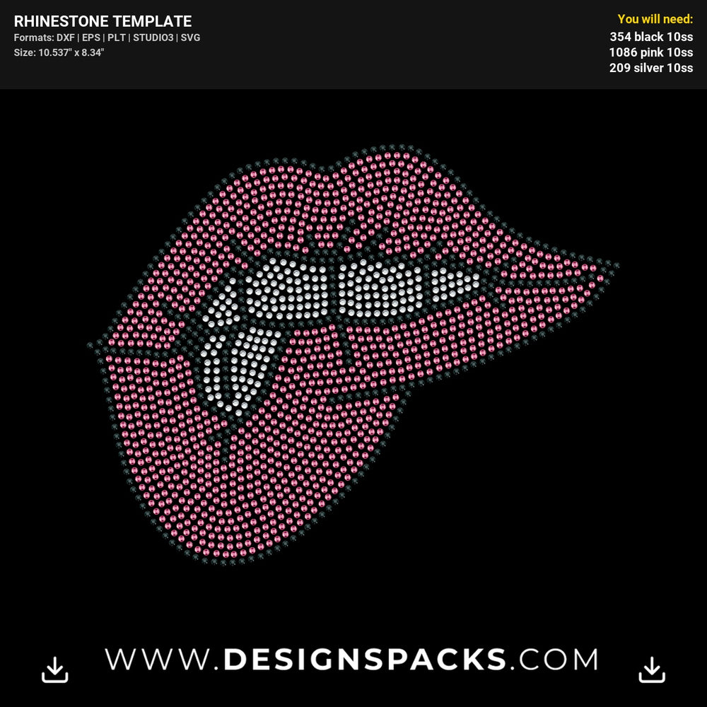 Lips Updated Rhinestone Digital Template
