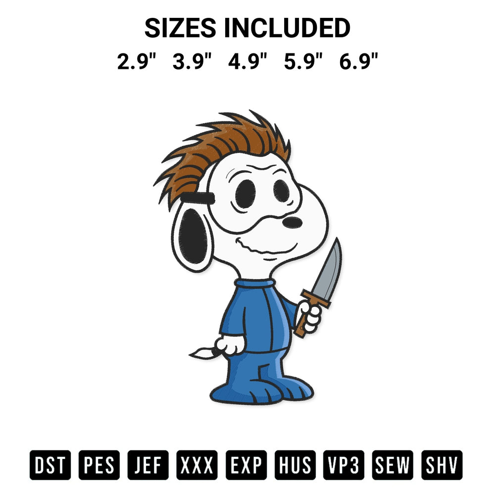 Looking for the perfect pattern? Download the Snoopy As Michael Myers Embroidery Design embroidery design today at Designspacks.com. Crisp, clean stitching guaranteed. Available sizes: 2.9", 3.9", 4.9", 5.9", 6.9".