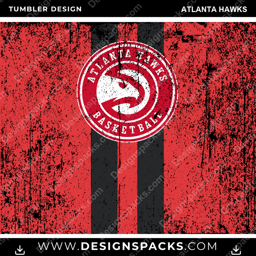 Basketball Grunge Style Atlanta Hawks NBA Basketball Tumbler Digital Wrap Design Download