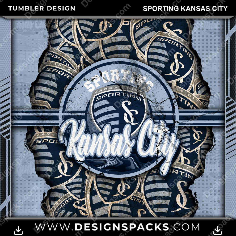 Soccer Ripped Sporting Kansas City Tumbler Digital Wrap Design