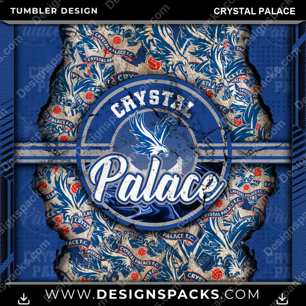 Soccer UK Ripped Crystal Palace Tumbler Digital Wrap Design