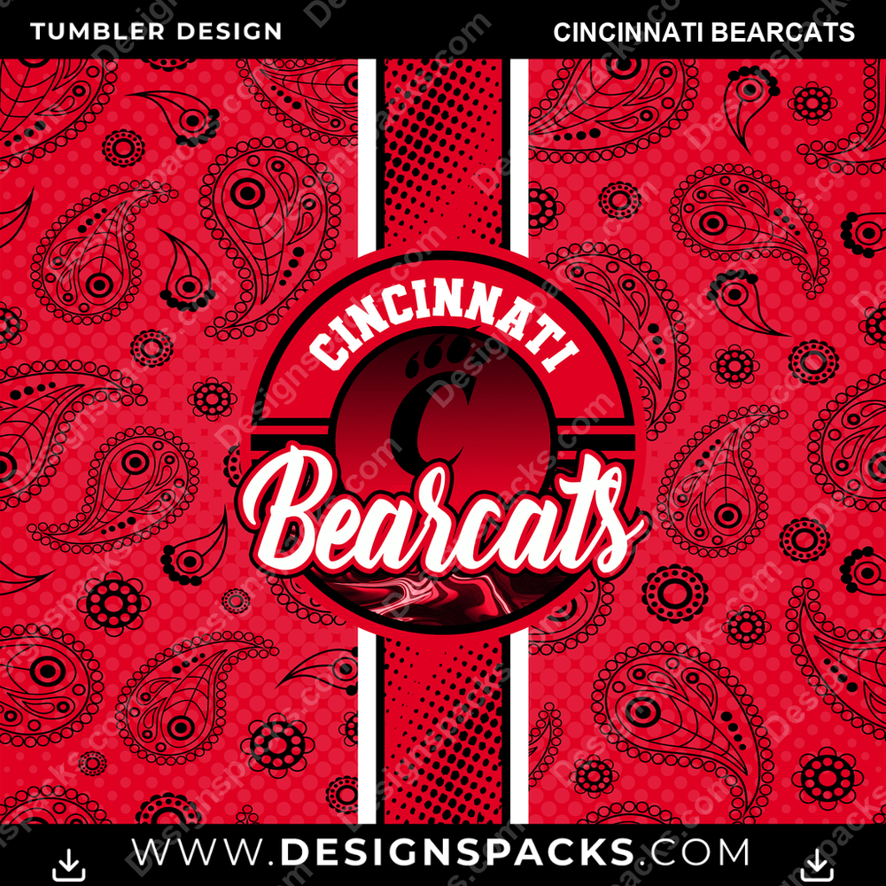 College Sport Handkerchief Cincinnati Bearcats NCAA College Sport Tumbler Digital Wrap Design Download
