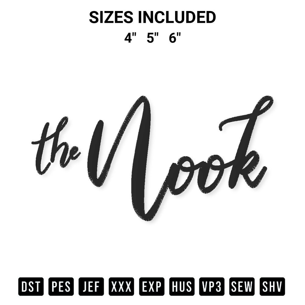 Shop the The Nook Embroidery Design machine embroidery pattern at Designspacks.com. Beautifully digitized for flawless stitching on any fabric. Available sizes: 4", 5", 6".