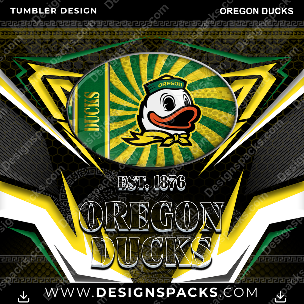 College Sport Tribal Oregon Ducks Tumbler Digital Wrap Design