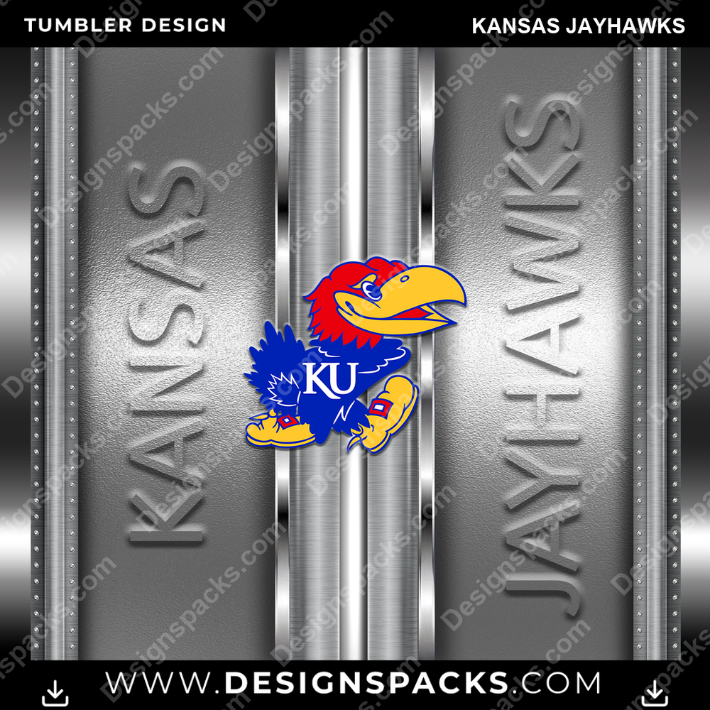College Sport Metallic Kansas Jayhawks NCAA College Sport Tumbler Digital Wrap Design Download