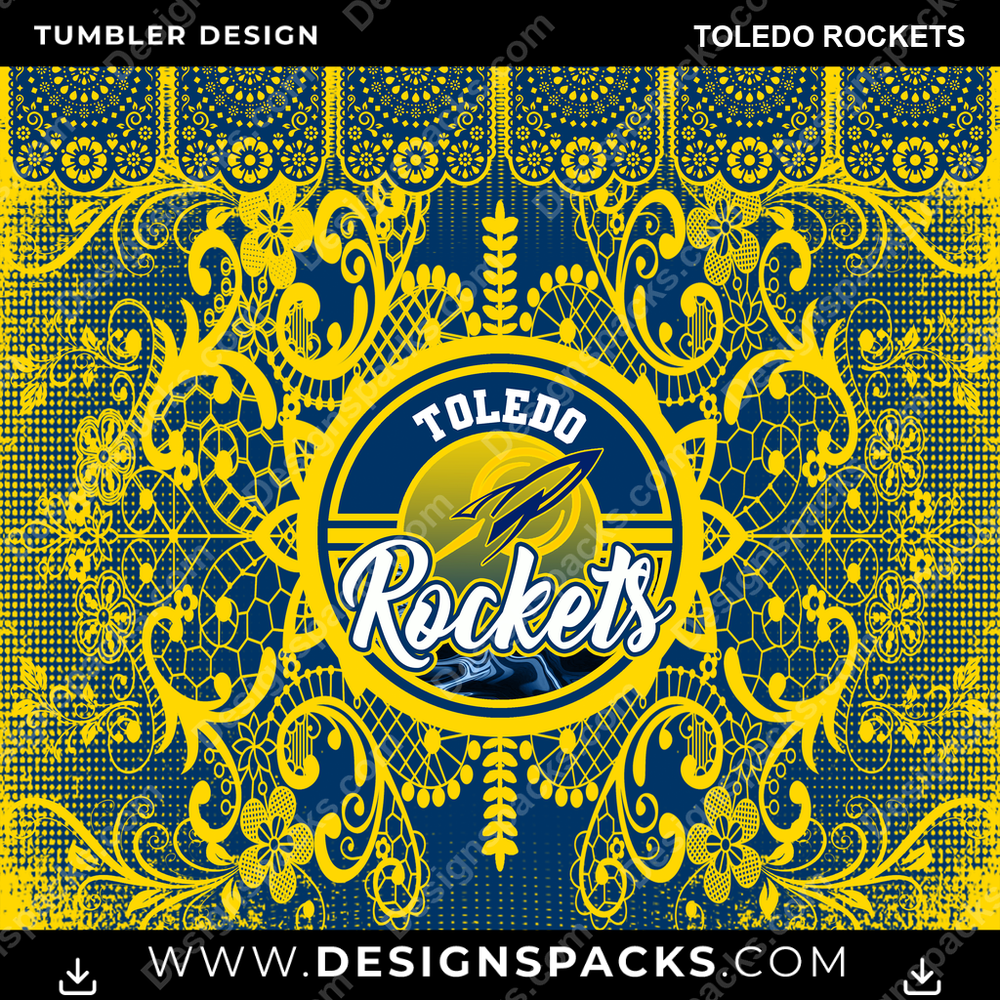 College Sport Lace & Logo Toledo Rockets NCAA College Sport Tumbler Digital Wrap Design Download