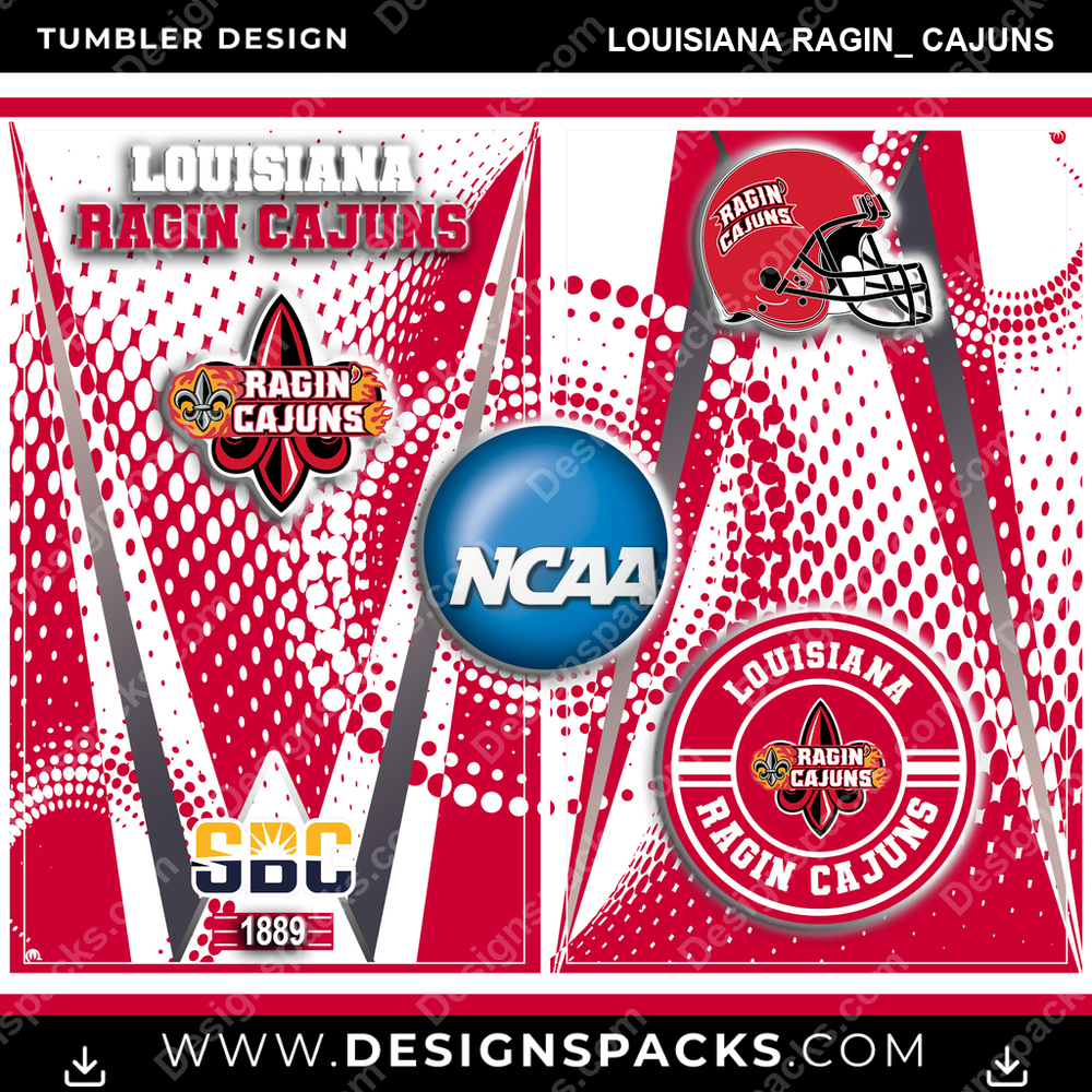 College Sport Team Logo Louisiana Ragin_ Cajuns Tumbler Digital Wrap Design