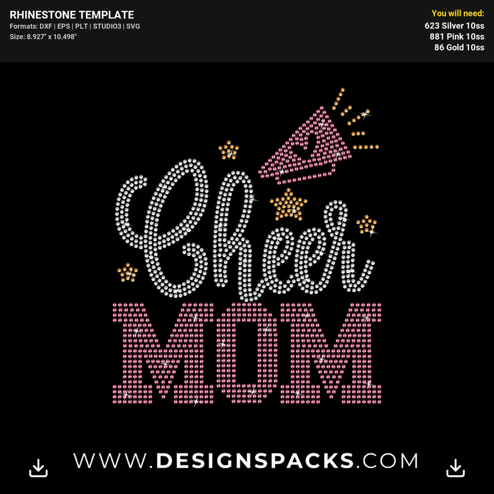 Cheer Mom Loud Rhinestone Digital Template