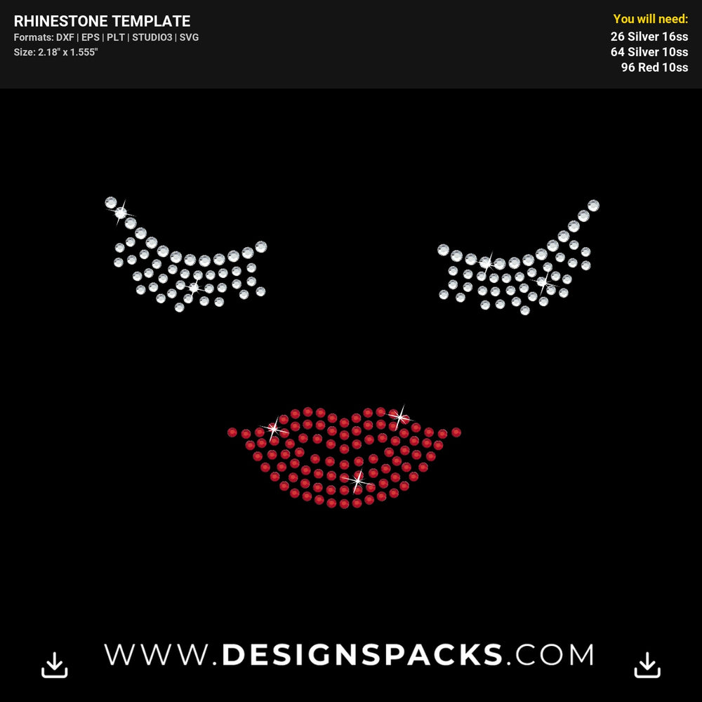 Glamorous Beauty Face Mask Rhinestone Digital Template