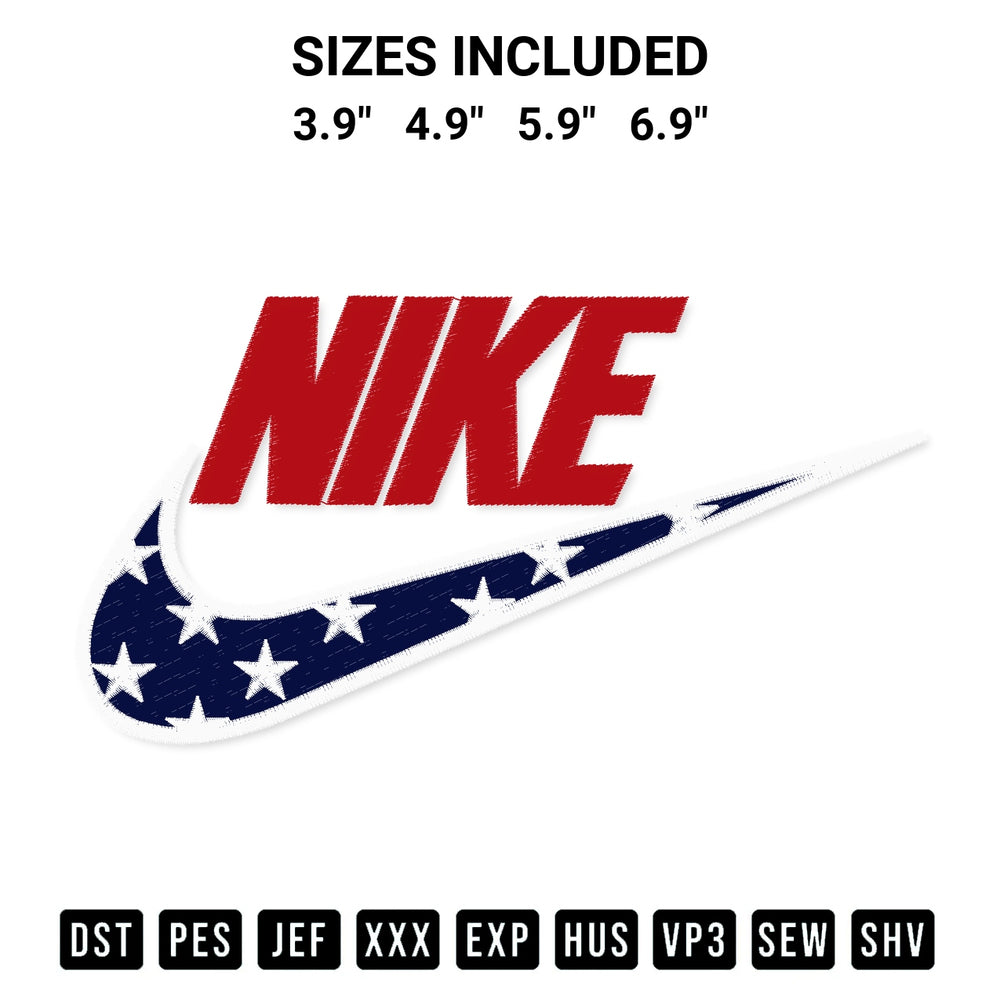 Create amazing crafts with the Nike Usa Embroidery Design embroidery file. High-quality digital download from Designspacks.com, perfect for beginners and pros. Available sizes: 3.9", 4.9", 5.9", 6.9".