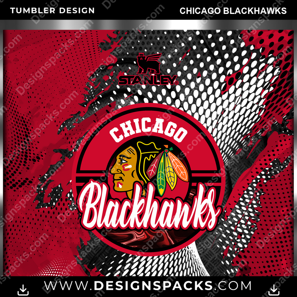 Ice Hockey Stanley Chicago Blackhawks Tumbler Digital Wrap Design