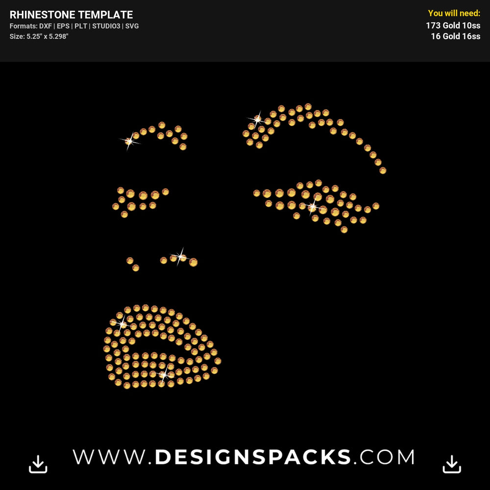 Sexy Girl Face Rhinestone Digital Template