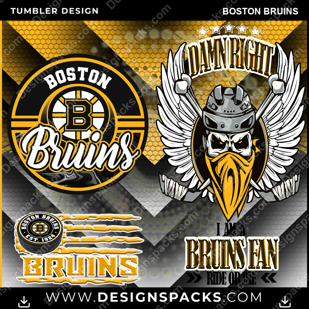 Hockey Skull Team Boston Bruins Tumbler Digital Wrap Design
