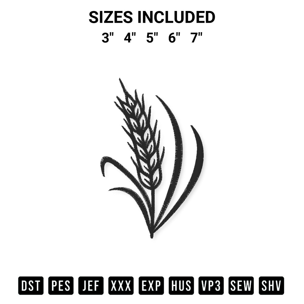Get the Wheat Embroidery Design embroidery design for your custom crafts! Premium digitized files available for instant download at Designspacks.com. Available sizes: 3", 4", 5", 6", 7".
