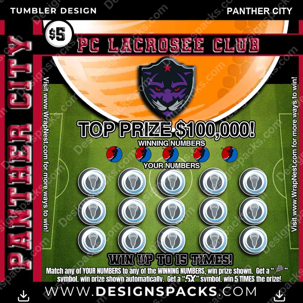 Lacrosse Lottery Ticket Panther City Tumbler Digital Wrap Design