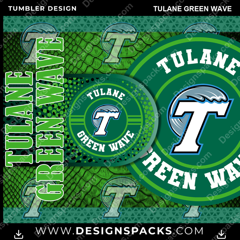 College Sport Hyper Tulane Green Wave Tumbler Digital Wrap Design