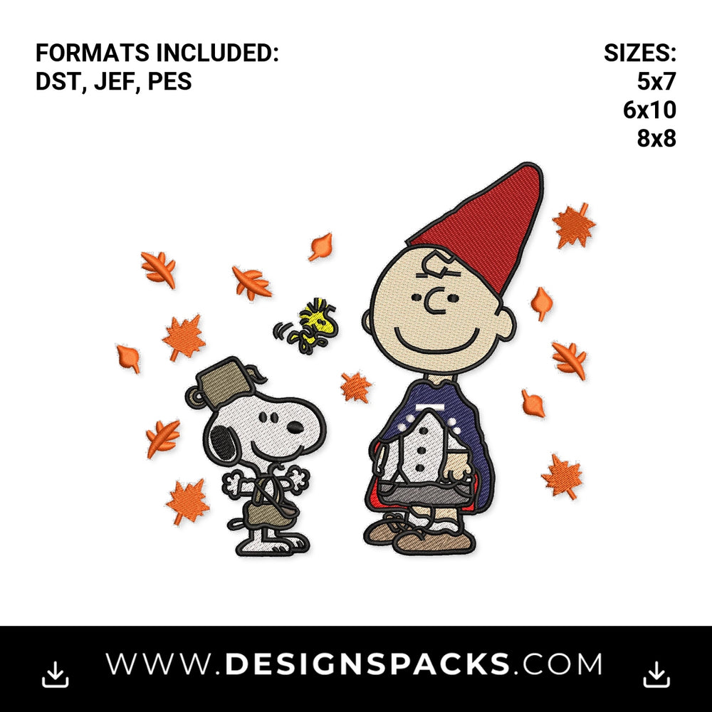 Peanuts Over The Garden Wall Fall Crossover Embroidery Design - Instant digital download pattern at Designspacks.com