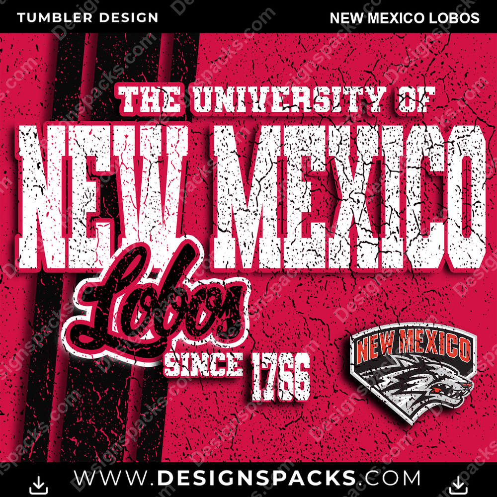 College Sport Grunge New Mexico Lobos NCAA College Sport Tumbler Digital Wrap Design Download