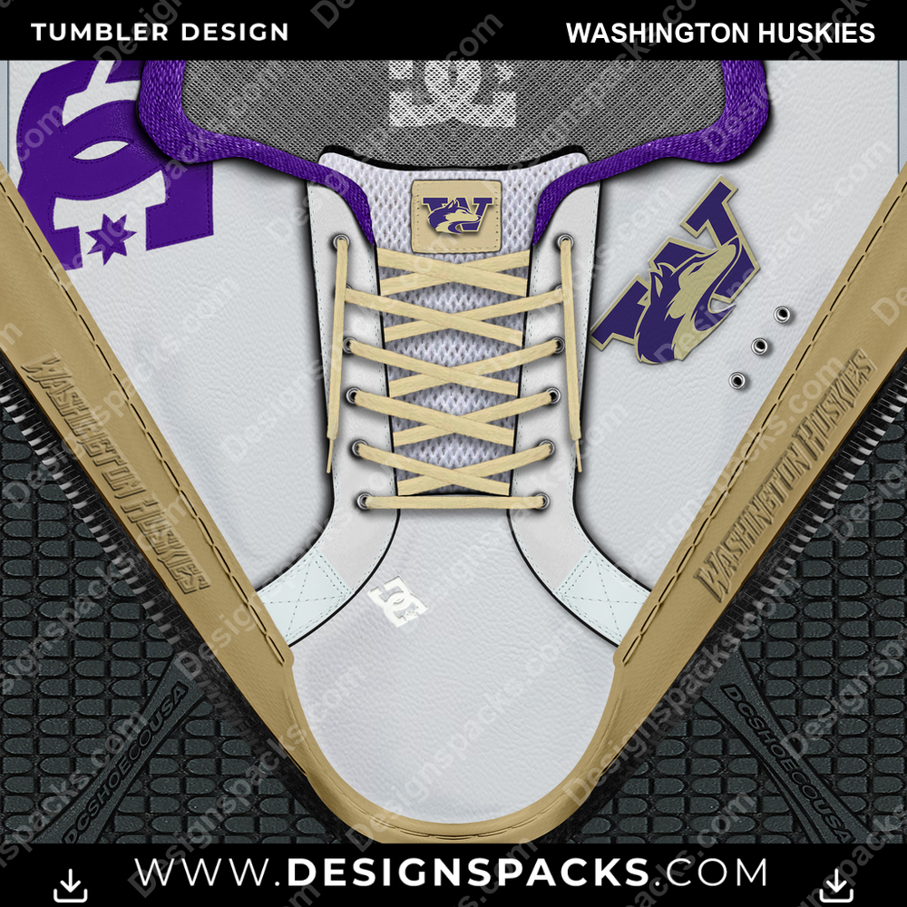 College Sport DC Sneaker Washington Huskies Tumbler Digital Wrap Design