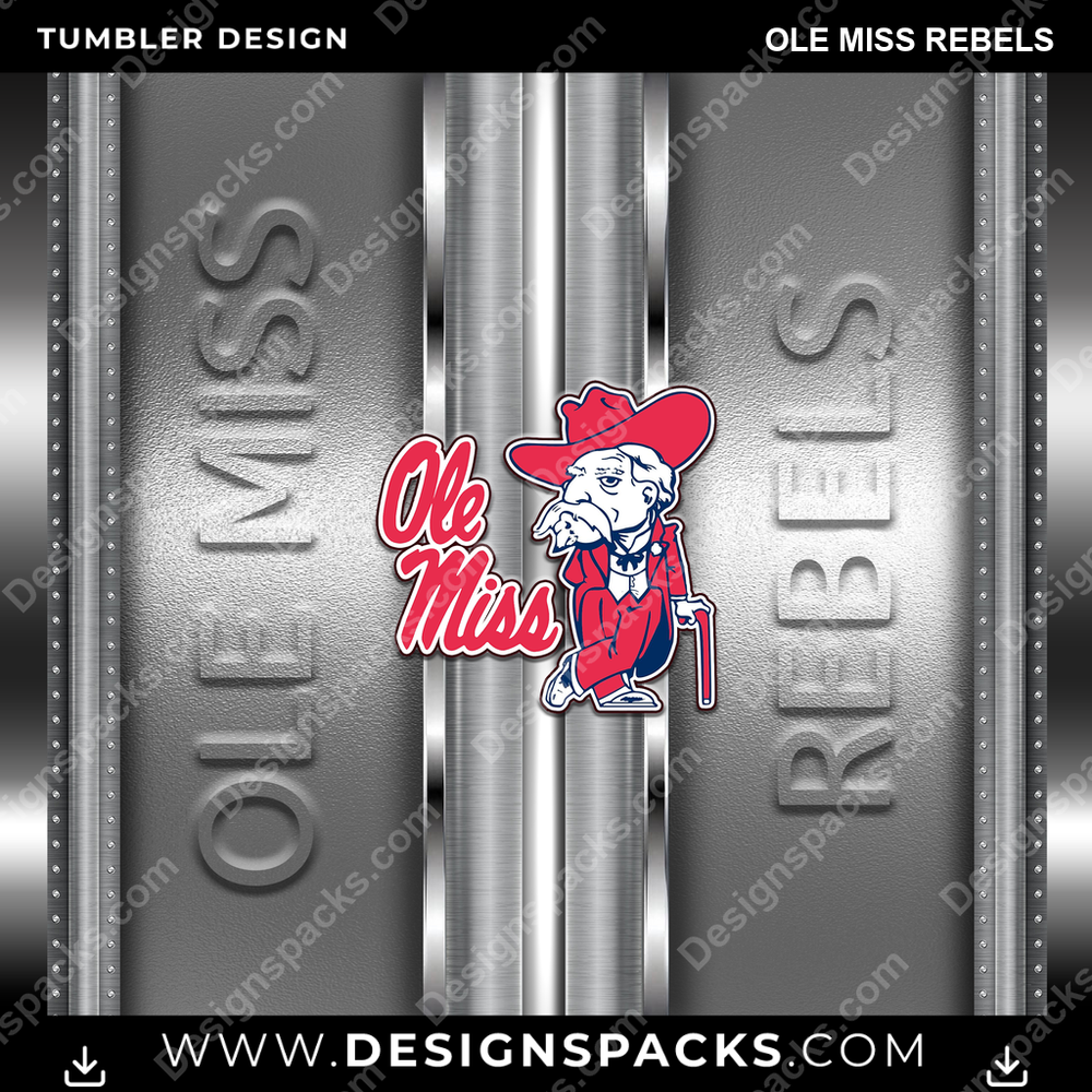 College Sport Metallic Ole Miss Rebels NCAA College Sport Tumbler Digital Wrap Design Download