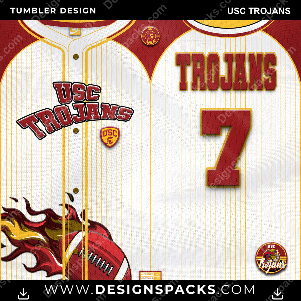 College Sport Team Button-Up Jersey USC Trojans NCAA College Sport Tumbler Digital Wrap Design Download