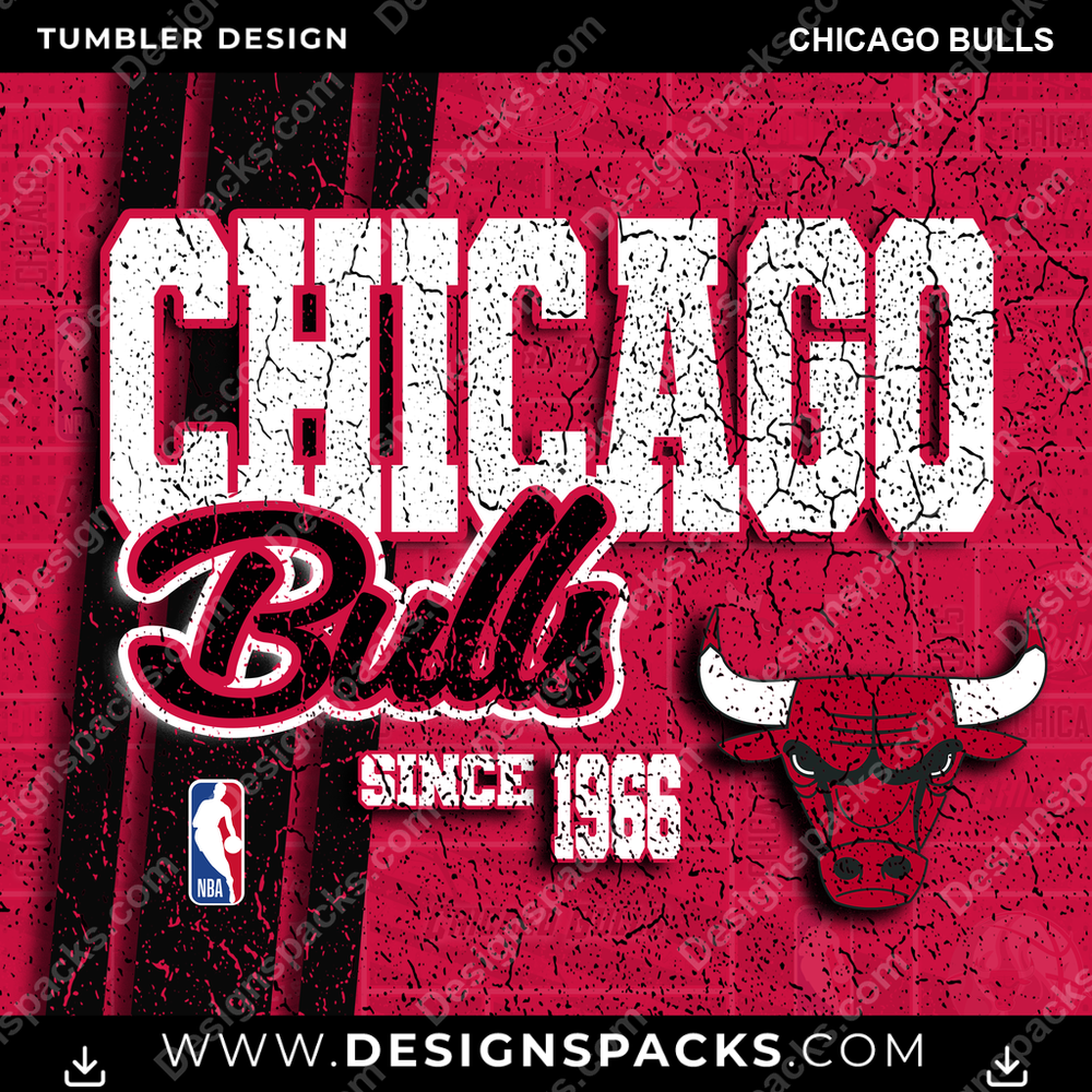 Basketball Grunge Chicago Bulls Tumbler Digital Wrap Design