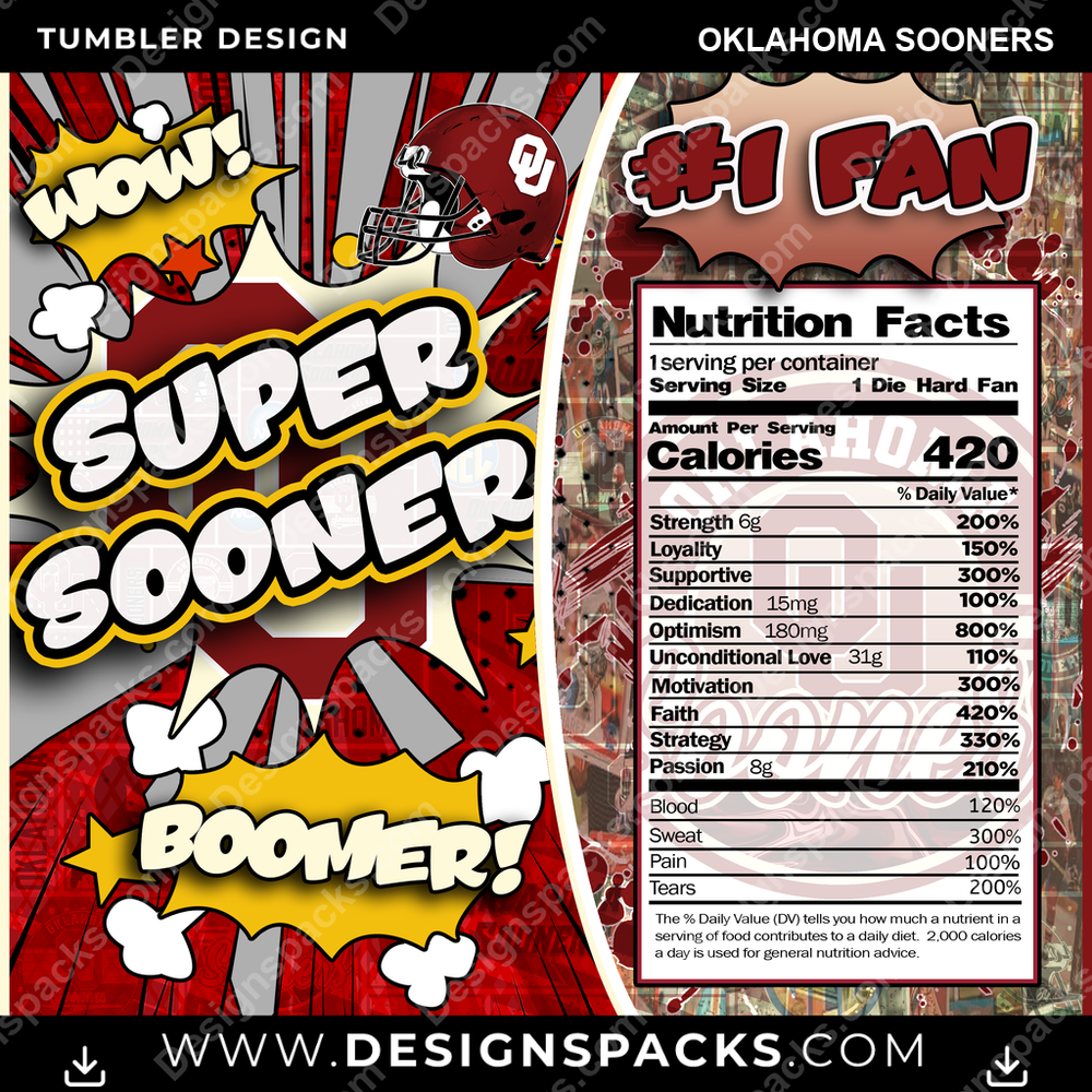 College Sport Super Team Oklahoma Sooners NCAA College Sport Tumbler Digital Wrap Design Download