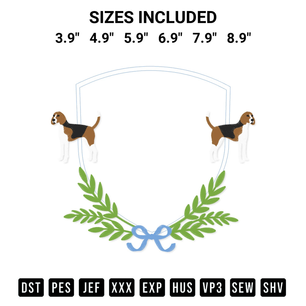Download the American Foxhound Dog Frame Embroidery Design machine embroidery design exclusively at Designspacks.com. Premium digitized pattern for apparel and DIY crafts. Available sizes: 3.9", 4.9", 5.9", 6.9", 7.9", 8.9".