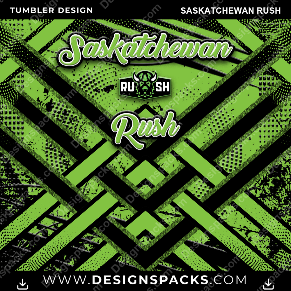 Lacrosse Glitter Stripe Saskatchewan Rush Tumbler Digital Wrap Design