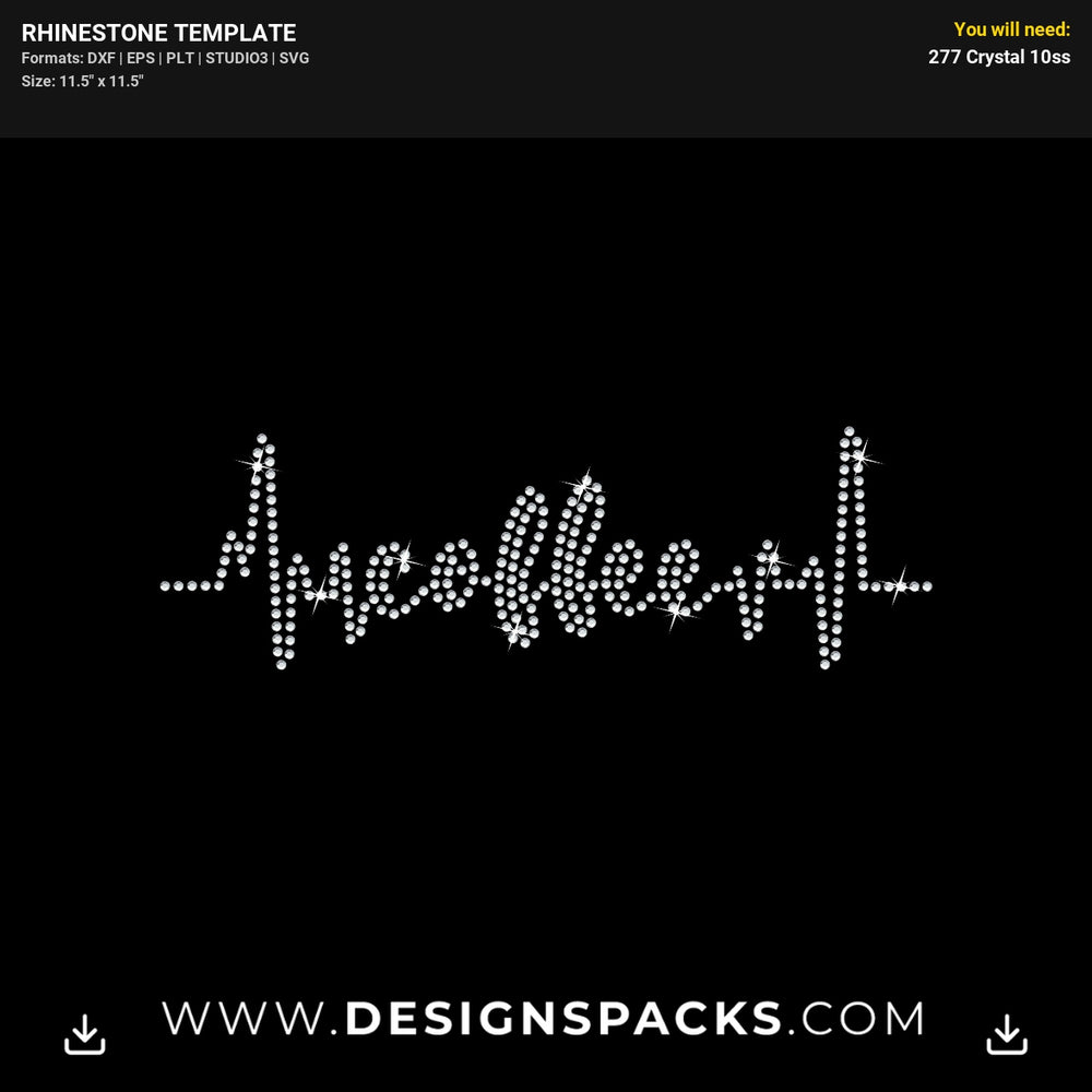 Coffee Heartbeat Rhinestone Digital Template
