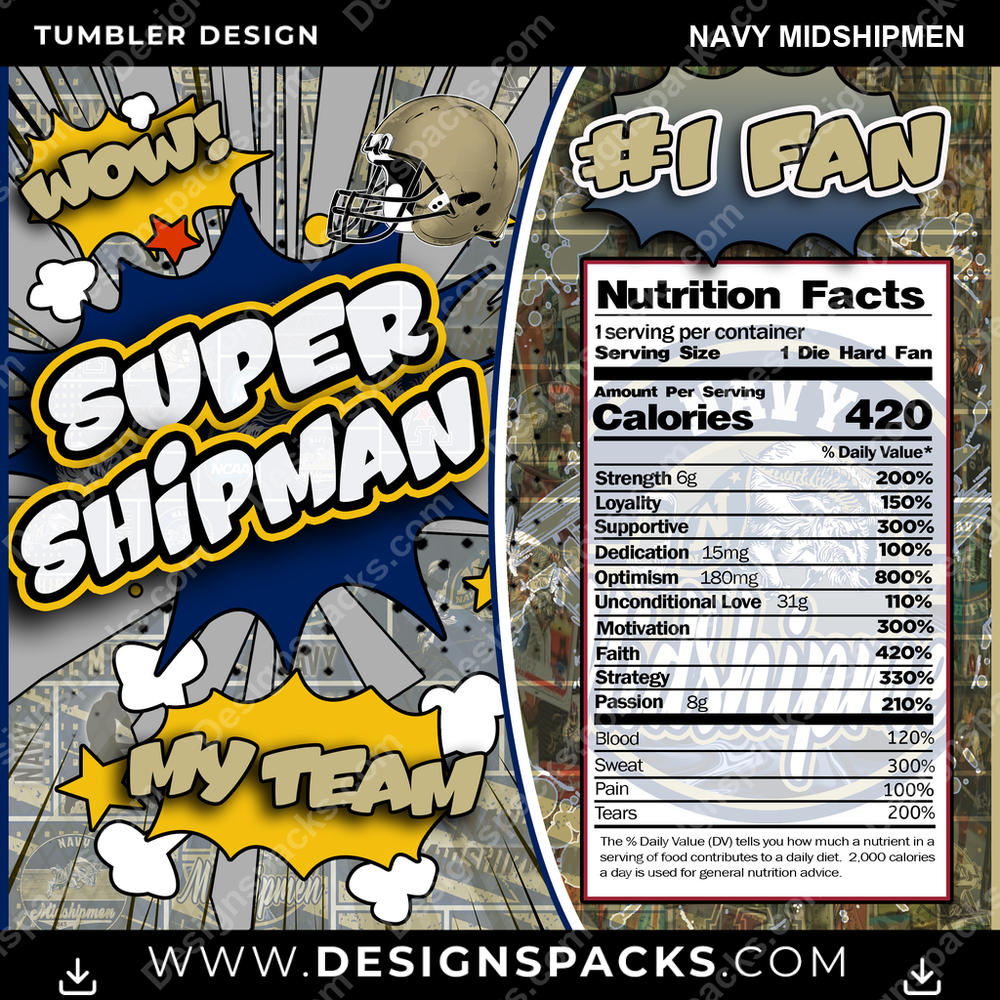 College Sport Super Team Navy Midshipmen NCAA College Sport Tumbler Digital Wrap Design Download