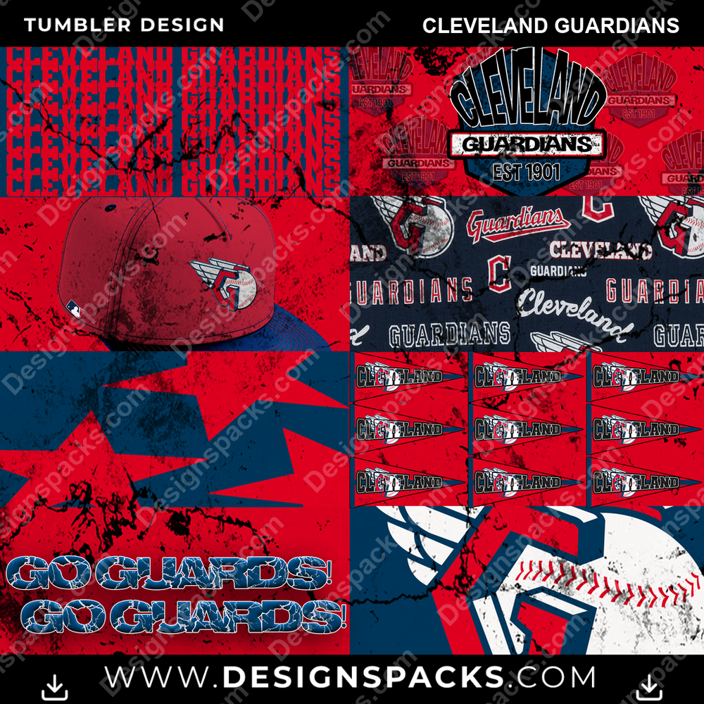 Baseball Distressed BG Cleveland Guardians Tumbler Digital Wrap Design