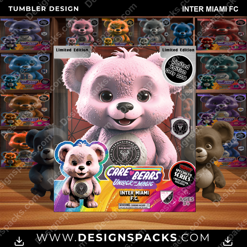 Soccer Care Bear Box Inter Miami FC MLS Soccer Tumbler Digital Wrap Design Download