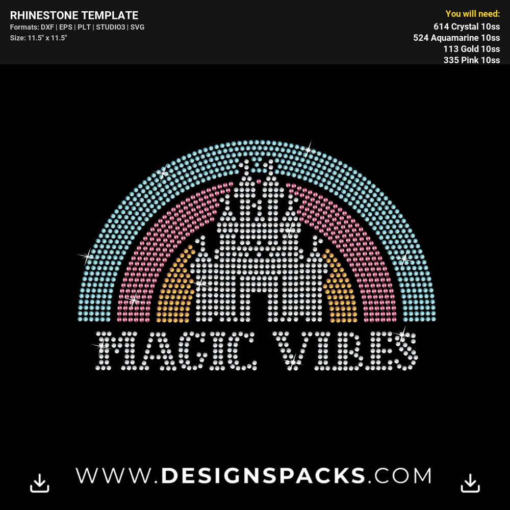 Magic Vibes Princess Castle Rhinestone Digital Template