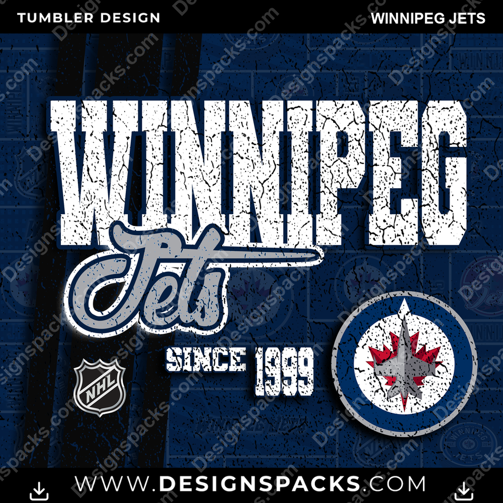 Hockey Grunge Winnipeg Jets Tumbler Digital Wrap Design