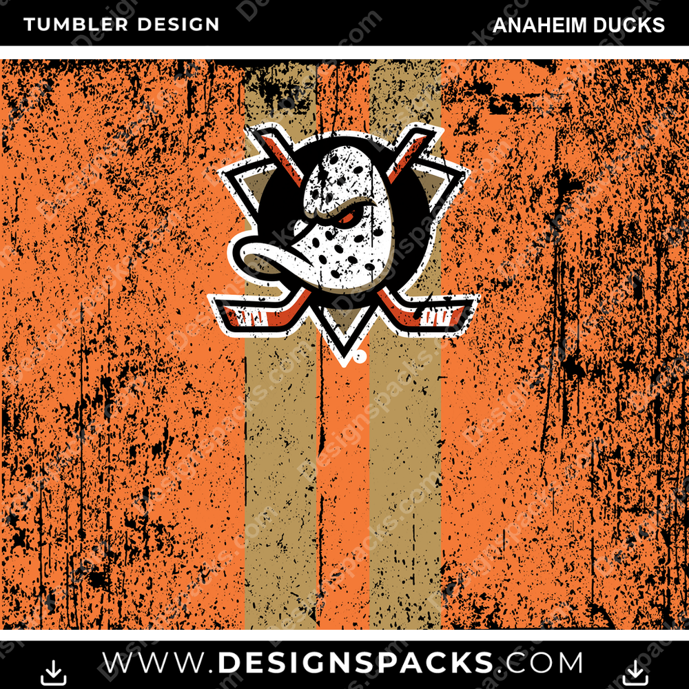 Ice Hockey Grunge Style Anaheim Ducks NHL Hockey Tumbler Digital Wrap Design Download