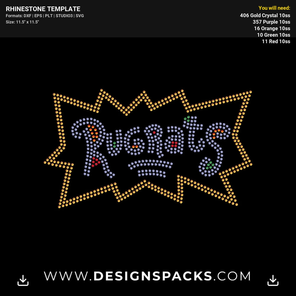 Rugrats Logo 90s Cartoon Rhinestone Digital Template